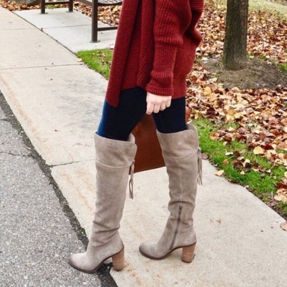 Franco Sarto Tan Ellyn Over The Knee Tall Genuine Leather Suede Boots Size 5.5 - Picture 1 of 8